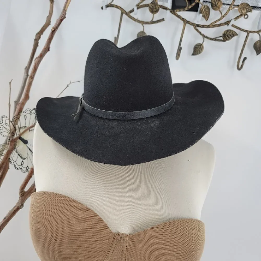 LHC brands vintage black felt rancher style western hat - Picture 8 of 10